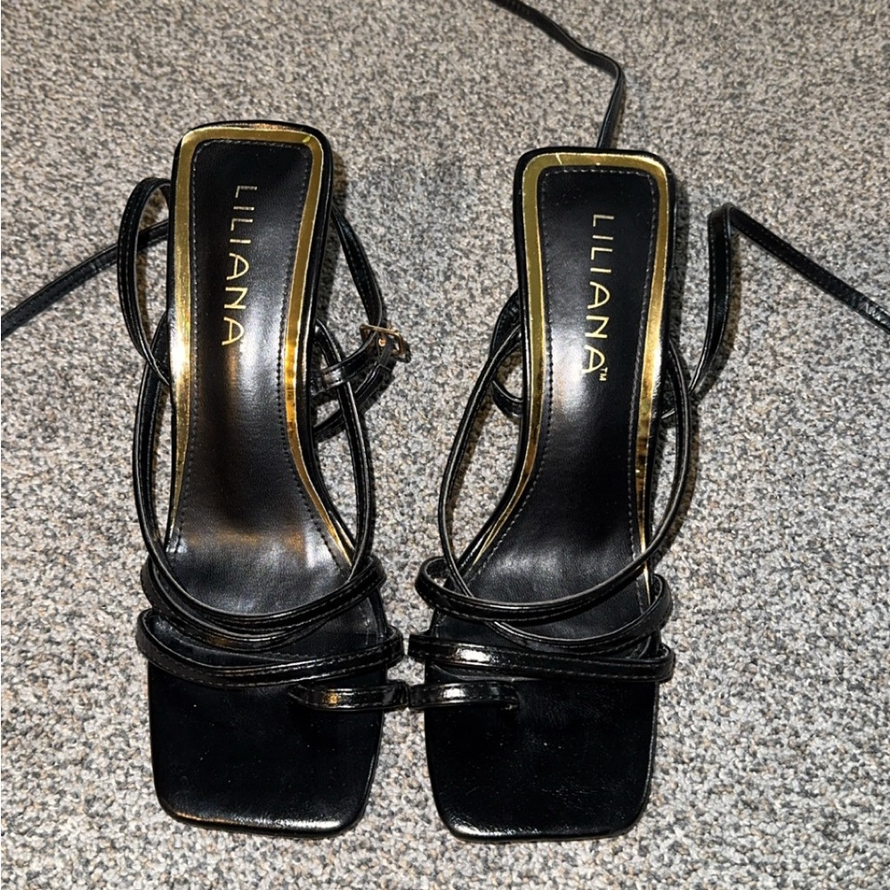 Liliana Elegant Black Strappy Heals